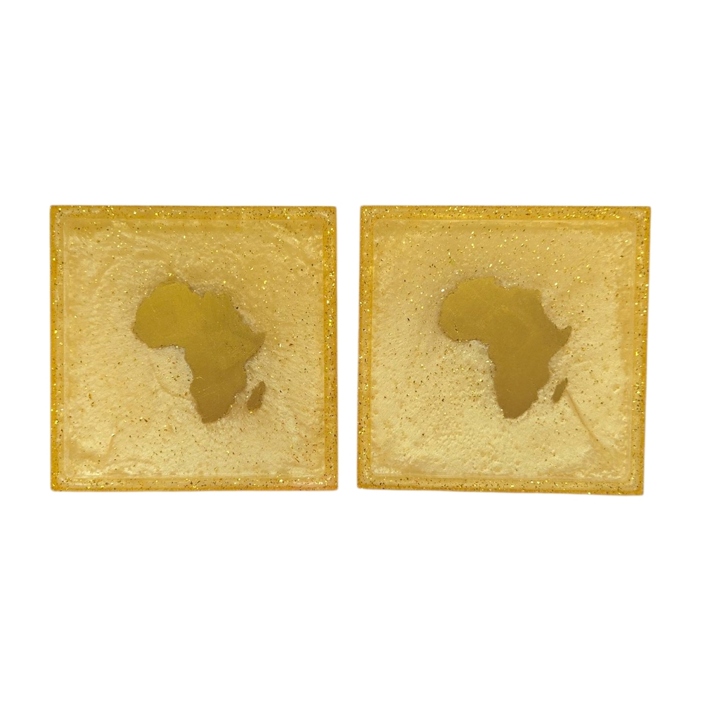Gold Africa Coaster set of 2